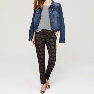 LOFT Medallion Print Julie Fit Textured Trousers